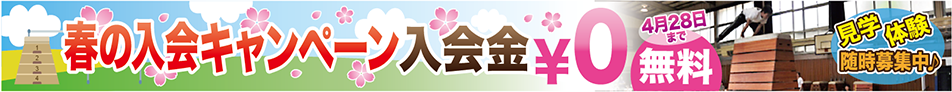 4月末まで　春の入会キャンペーン　入会金・事務手数料￥0　見学体験随時募集中♪